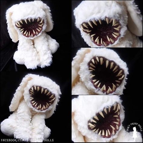 Scary Doll, Weird Plushies, Creepy Plushies Diy, Creepy Doll, Tooth Plush, Raccoon Stuffed Animal Pattern, Horror Plushies Diy, Scary Plushies, Creepy Stuffed Animals Diy