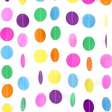 Amazon.com: Coceca 66ft 5 Pack Colorful Paper Garland Circle Dots Hanging Decorations for Birthday Party Wedding Decorations (66ft): Toys & Games Candyland Halloween, Candyland Theme Party, Piggy Party, Prom Decorations, Wonka Party, Colorful Decorations, Party Streamers, Candyland Party, Colorful Paper