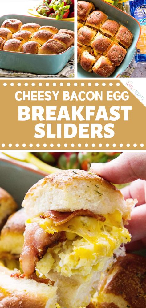 Breakfast Party Menu, Sliders Hawaiian Rolls, Scrambled Eggs Bacon, Easy Scrambled Eggs, Breakfast Eggs Scrambled, Breakfast Sliders, Breakfast Cheese, Hawaiian Roll, Bacon Eggs Breakfast