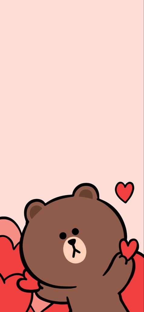 Line Brown Bear, Line Cony, Waves Wallpaper Iphone, Teddy Bear Wallpaper, Valentine Background, Waves Wallpaper, Friends Wallpaper, Cute Wallpaper, Bts Aesthetic