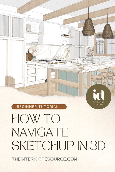 How to Navigate SketchUp in 3d - A Beginner Tutorial for Interior Designers In this video I go through how to use the orbit, zoom and pan tools which are essential for mastering SketchUp as a beginner. Sketchup Interior Design, Sketch Up, Sketchup Tutorials, Sketchup Rendering, Architecture Tips, School Architecture, Stay Inspired, Design Graphics, 3d Modeling