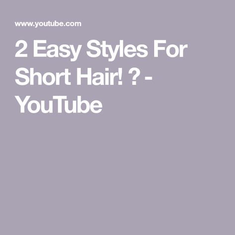 2 Easy Styles For Short Hair! 💚 - YouTube Easy Styles For Short Hair, Headbands For Short Hair, Styles For Short Hair, Perfect Messy Bun, Short Hairdos, Hair Do, Short Styles, Quick Hairstyles, Everyday Hairstyles