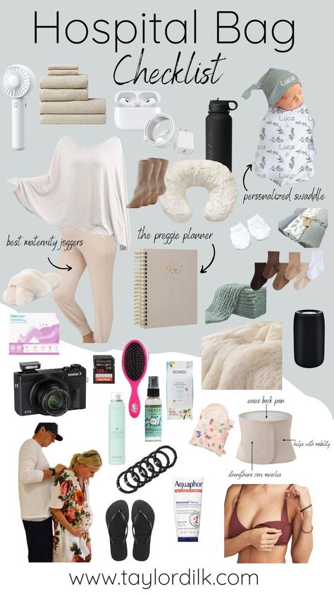 Hospital Bag Checklist — Taylor Dilk Dad Hospital Bag Checklist, Newborn Hospital Outfit, Canon Powershot Digital Camera, Delivery Hospital Bag, Birth Plans, Hospital Checklist, Hospital Bag For Mom To Be, Pregnancy Hospital Bag, Labor Hospital Bag