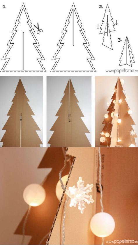 25 Best cardboard Christmas decorations & crafts ideas such as easy DIY Xmas trees, ornaments, wreaths, fireplace, gingerbread houses, winter village, snowman, nutcracker, etc! - A Piece of Rainbow, holiday crafts for kids, advent calendar, garland, handmade, gifts, gift tags, modern, farmhouse, boho, Scandinavian, vintage, budget decor, dollar store, Anthropologie style, wall decor Decoracion Navidad Diy, Christmas Tree Cut Out, Cardboard Gingerbread House, Carton Diy, Cardboard Christmas Tree, Christmas Tree Box, Silver Christmas Decorations, Diy Christmas Village, Farmhouse Style Christmas