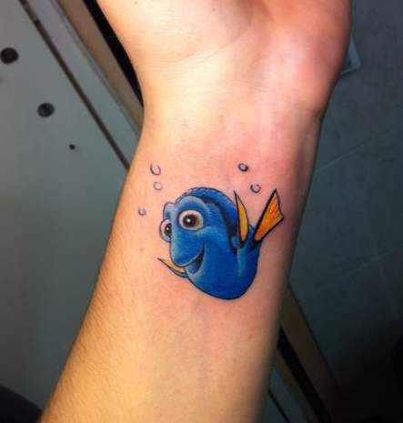 Pin Finding Nemo Fish Tattoo On Trisha Chest Celebrity Pictures ... Disney Tattoos For Men, Disney Thigh Tattoo, Dory Tattoo, Tiny Disney Tattoo, Matching Disney Tattoos, Cute Disney Tattoos, Finding Nemo Fish, Nemo Fish, Disney Sleeve Tattoos