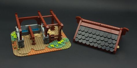 Medieval Horse Stable | I love the Ideas set 21325 Medieval … | Flickr Medieval Horse Stable, Medieval Blacksmith, Medieval Horse, Water Trough, Horse Stable, Medieval Village, Lego Architecture, Horse Stables, The Roof