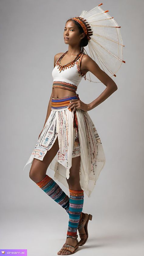 African Fantasy Clothing, Aboriginal Fashion, Tribe Outfit, Brazil Dress, African Face Paint, Aboriginal Clothing, Fashion Forever, Fantasy Clothing, Fantasy Fashion