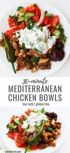 Chicken Bowl Meal Prep, Mediterranean Chicken Bowl, Simple Meal Prep, Tomato Cucumber Salad, Special Diet Recipes, Mediterranean Recipes Healthy, Mediterranean Diet Recipes Dinners, Rice Bread, Chicken Bowls