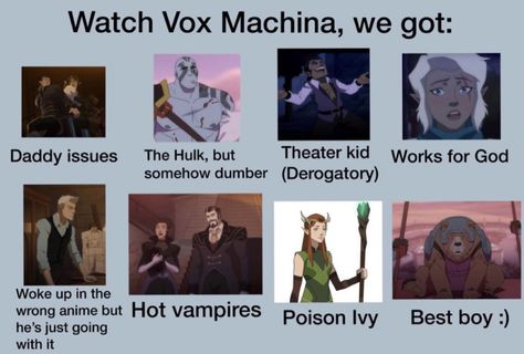 Vox Machina Fan Art, Vox Fanart, Podcast Fanart, The Legend Of Vox Machina, Legend Of Vox Machina, Critical Role Characters, Dnd Memes, Hot Vampires, Dnd Funny