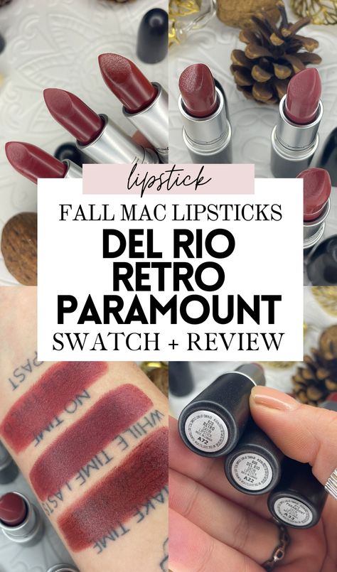 Mac Del Rio Lipstick, Mac Paramount Lipstick, Lip Liner Drugstore, Olive Skin Lipstick, Best Lipstick Brand, Mac Lip Liner, Mac Lipstick Colors, Best Mac Lipstick, Mac Lipstick Swatches