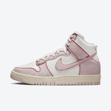 Nike Dunk High 1985 "Pink Denim" DQ8799-100 Nice Kicks Nike Font, Nike Dunk High 1985, Dunk High 1985, Nike Kicks, Nike High, Nike Models, Popular Sneakers, Nike Dunk High, Dunk High