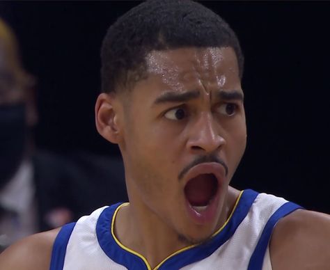 Basketball Mood Pics, Jordan Poole Icon, Jordan Poole Pfp Funny, Jordan Poole Aesthetic, Stephen Curry Funny, Goofy Nba Pics, Nba Funny Faces, Jordan Poole Funny, Jordan Poole Funny Pictures