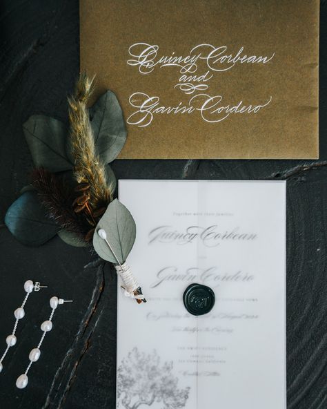 A little moody Spencerian calligraphy and custom stationery for you today by myself @thehautepress …. Congratulations to @quincykordero & @kavinkordero on their beautiful nuptials Meanwhile - Watch as this feed transitions into the most ethereal dark aesthetic , I’m ready for it - are you? Photography by @khristiansnyder #invitations #calligraphy #artist #stationer #stationerydesign #calligrapher #orangecounty #losangeles #wedding #eventplanning Spencerian Calligraphy, Ethereal Dark, Calligraphy Artist, Branding Inspo, Custom Stationery, Dark Aesthetic, Event Planning, Stationery Design, Calligraphy