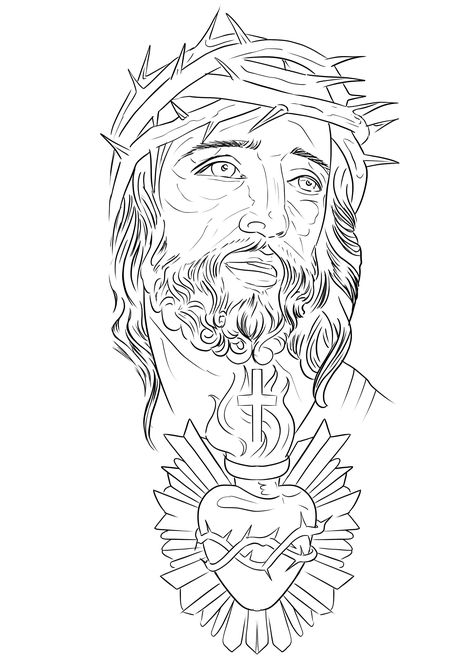 Chest Tattoo Stencil Men, Tattoo Praying Hands, Jesus Tattoo Stencil, Stencil Outline Tattoo, Simple Word Tattoos, Half Sleeve Tattoos Sketches, Chest Tattoo Stencils, Jesus Tattoo Design, Half Sleeve Tattoo Stencils