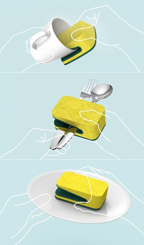 It’s not rocket science, but doing dishes right can get a bit annoying, especially when they are super greasy. I love this Folded Dish Sponge concept that has a dedicated scrub slot integrated to the spongy middle, so that you can have squeaky-clean dishes. Simple and innovative! Read more at http://www.yankodesign.com/2015/03/20/dishes-done-right/#0cj54OMvGEoKG6Uf.99 Dish Sponge, Design Presentation, Industrial Design Sketch, Id Design, Inclusive Design, Design Innovation, Yanko Design, Universal Design, Cool Inventions