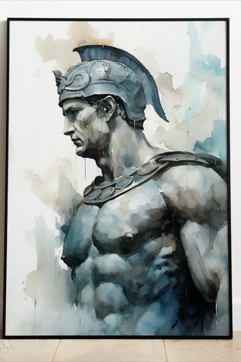 Demi God, Greek Statues, Pagan Art, Art Watercolor Painting, Wall Art Watercolor, Watercolor Printable, What To Draw, Watercolor Art Lessons, Painting Digital