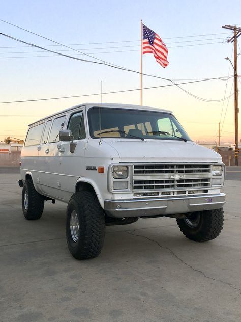 Lifted Chevy G20 Van belonging to Daniel James Chevy G20 Van, Chevy G20, Lifted Van, Bus Motorhome, Chevrolet Van, Gmc Vans, Chevy 4x4, 6x6 Truck, Travel Camper