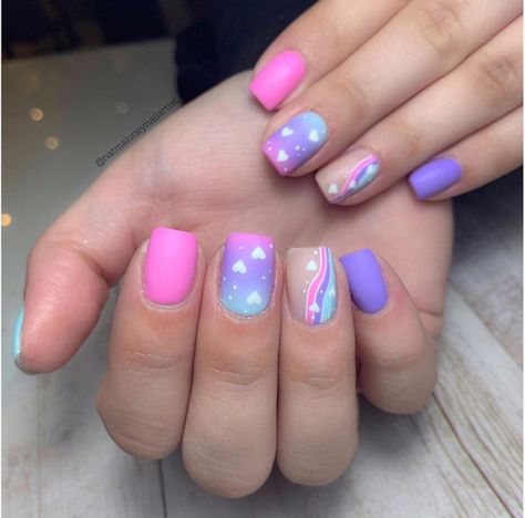 Kids Nail Designs, Girls Nail Designs, Nail Art For Kids, Purple Nail, Pretty Nail Art Designs, Cute Gel Nails, Pretty Nail Art, Short Acrylic Nails Designs, Rainbow Nails