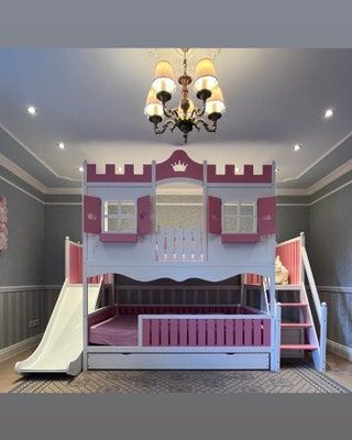 DreamBedsPL - Etsy Kids Bedroom Princess, Kids Bed Design, Playhouse Bed, Luxury Kids Bedroom, Bed Kids, Tree House Plans, Kids Room Interior Design, Princess Bed, Big Beds