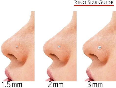 Nose Piercing Size Chart, Nose Stud Sizes, Nose Ring Sizes, Jewelry Guide, Piercing Chart, Nose Piercing Hoop, Nose Piercing Stud, Bahamas Wedding, Nose Piercing Jewelry