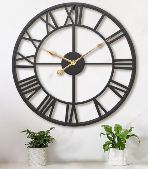 Pytha Sight 30 Inch Extra Large Giant Wall Clock,Oversized Round Silent Vintage Industrial Black Metal Farmhouse Big Roman Numeral Wall Clocks for Living Room,Kitchen,Bedroom Home Decor Giant Wall Clock, Clock For Living Room, Large Wall Clock, Round Wall Clocks, Roman Numerals, Wall Clocks, Room Office, Large Wall, Wall Clock