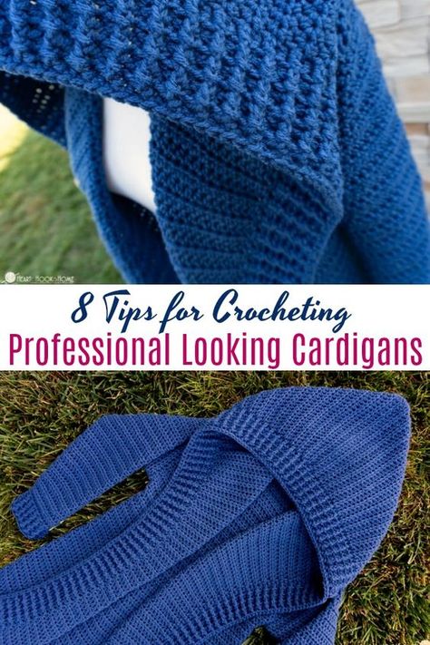 Crocheting your first cardigan is a rite of passage. Here are my top eight tips for making your crochet cardigans look more professional. Crochet Winter Cardigan Free Pattern, How To Crochet A Cardigan, Free Crochet Cardigan Patterns For Women, Crochet Jacket Pattern Free, Cardigan Crochet Pattern Free, Diy Crochet Cardigan, Crochet Jackets, Crochet Cardigan Tutorial, Crochet Cardigan Free