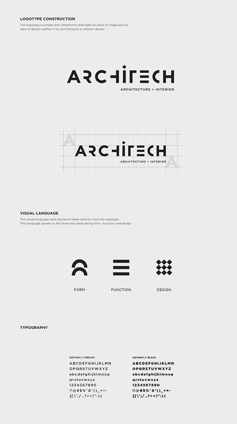 Architech on Behance Architecture Company Logo Design, Corporate Logo Ideas, Design Company Logo Ideas, Text Logo Design Ideas, Architecture Logo Ideas, Interior Company Logo, Name Logo Design Ideas, Architecture Company Logo, Graphic Design Company Logo