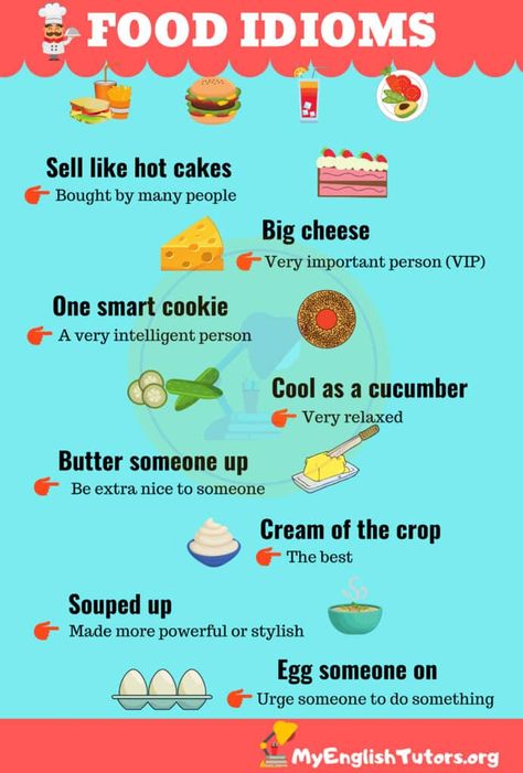 10 FOOD Idioms and Their Meaning You Need to Know! - My English Tutors Food Idioms, Idioms In English, Idioms Activities, English Collocations, Very Important Person, English Phrases Idioms, Idioms And Phrases, Essay Writing Skills, English Vocab