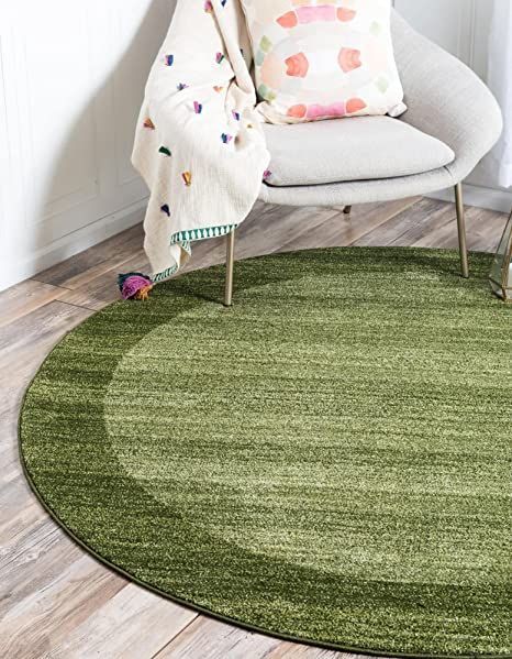 Unique Loom Del Mar Collection Area Rug- Transitional Inspired with Modern Contemporary Design (8' 0 x 8' 0 Round, Light Green/ Beige) Loft Area Rug, Cute Rugs, Pet Friendly Flooring, Green Rugs, Rugs Green, Monochromatic Color Scheme, Green Area Rug, Round Light, Area Rug Collections