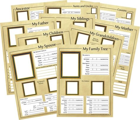 Family History Book Layout, Genealogy Printables, Genealogy Projects, Genealogy Binder, Family Tree Forms, Genealogy Templates, Genealogy Notebook, Family History Organization, Family Tree Book