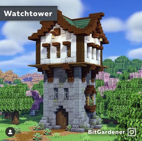 Minecraft Watchtower, Minecraft Kingdom, Minecraft Building Guide, Case Minecraft, Minecraft Structures, Minecraft House Plans, Bangunan Minecraft, Minecraft Castle, Minecraft Medieval