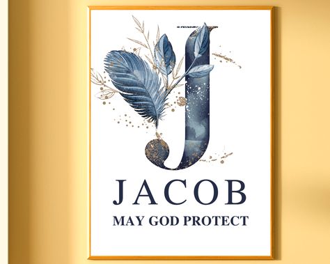 Jacob Name, Nursery Name Art, Boho Baby Boy, Boy Name Meanings, Boys Room Wall Decor, Sims Names, Baby Room Wall Decor, Baby Zimmer, Baby Room Wall