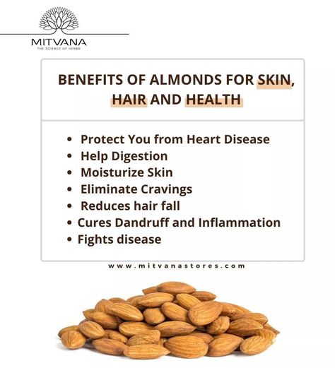 Almonds are one of the world’s most nutritious and versatile nuts, renowned for their many #healthbenefits and culinary uses.  Here are some #Health, #skin and #Hair benefits of Almonds. Nut Benefits, Benefits Of Almonds, Clean Gut, Health Benefits Of Almonds, Almond Benefits, Reduce Hair Fall, Help Digestion, Healthy Benefits, Nuts And Seeds