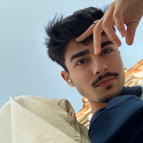 Indian Guys Aesthetic, Brp Icon, Moustache Style, Aesthetics Photography, Men Haircut Curly Hair, Brp Port, Wavy Hair Men, Grunge Boy, Instagram Men