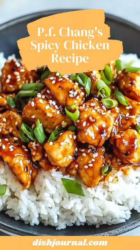 P.f. Chang’s Spicy Chicken Recipe – Dish Journal Copycat P.f. Chang’s Spicy Chicken, Korean Hot Chicken, A Spicy Perspective Recipes, Changs Spicy Chicken Recipe, Chicken Chinese Recipes, Changs Spicy Chicken, Spicy Asian Chicken, P F Chang, Lunch Bowls