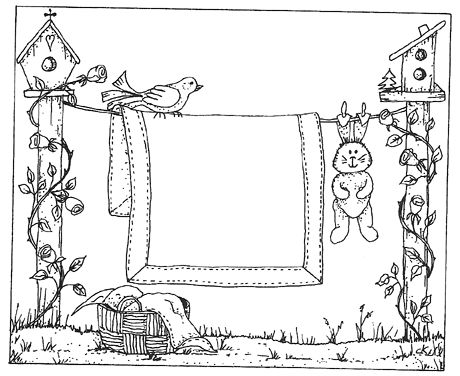 Quilt Doodle Designs, Doodle Quilting, Quilt Drawing, Quilt On Clothesline, Birdhouse Coloring Pages, Meadow Coloring Page, Laundry Art, Garden Embroidery, Primitive Patterns