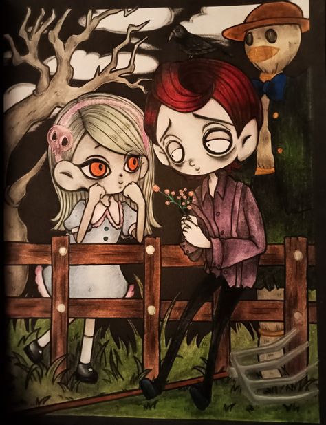 Cute And Creepy Coloring Pages, Creepy Coloring Pages, Weird Couple, Creepy Kawaii, Coco Wyo, Cute And Creepy, Chibi Girl, Color Pencil Art, Colouring Book