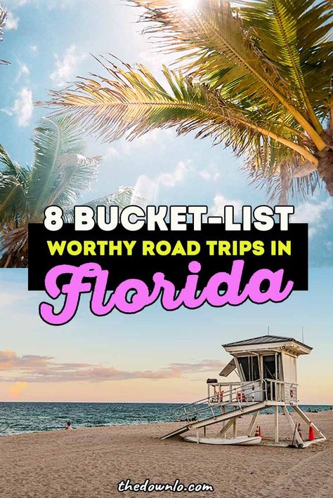 Florida road trip ideas and destinations -- an itinerary from north to south hitting Orlando, Miami, the Florida Keys and everywhere in between. Where to go in the sunshine state with kids, couples and girlfriend getaways. Beautiful places to travel and vacation spots for the whole family for spring break and summer trips. #fl #florida Florida Road Trip Ideas, Florida Road Trip, Road Trip Ideas, Travel Florida, Trip Destinations, Perfect Road Trip, North Florida, Trip Essentials, Usa Travel Guide