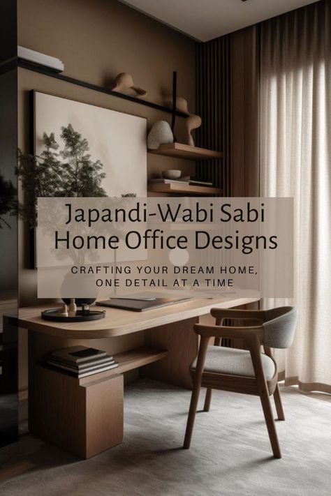 Transform your workspace into a haven of tranquility with Japandi Wabi-Sabi Home Office Designs! 🌿✨ Discover the perfect blend of Japanese minimalism and rustic simplicity, celebrating the beauty in imperfections. Elevate your productivity in a serene environment that whispers simplicity and authenticity. Explore the art of balanced aesthetics and create a work haven that exudes both style and calmness. 🖥️🌸 #JapandiOffice #WabiSabiDesign #WorkFromHomeZen #aestheticworkdesk Wabi Sabi Workspace, Japandi Bedroom Office, Wabi Sabi Home Office, Wabi Sabi Desk, Japanese Office Design, Wabi Sabi Office, Japandi Office, Home Office Designs, Japanese Office