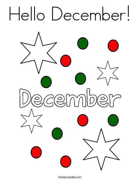 Hello December Coloring Page - Twisty Noodle December Printables For Kids, Happy Holidays Coloring Pages, Hello Winter Coloring Pages, December Cover Page Bullet Journal, December Daily Foundation Pages, Camping Coloring Pages, Therapeutic Recreation, Twisty Noodle, Hello December