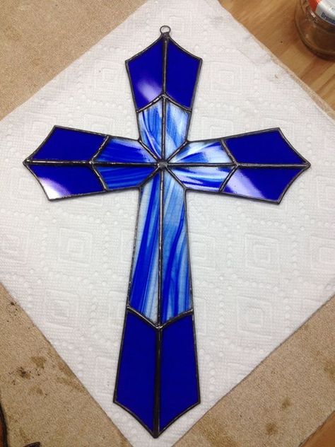 Stained glass cross by AcrossTheTable on Etsy: Stained Glass Cross, Stained Glass Patterns Free, Stained Glass Church, Glass Cross, Stained Glass Angel, Stained Glass Decor, Glass Art Projects, Stained Glass Ornaments, Stained Glass Jewelry