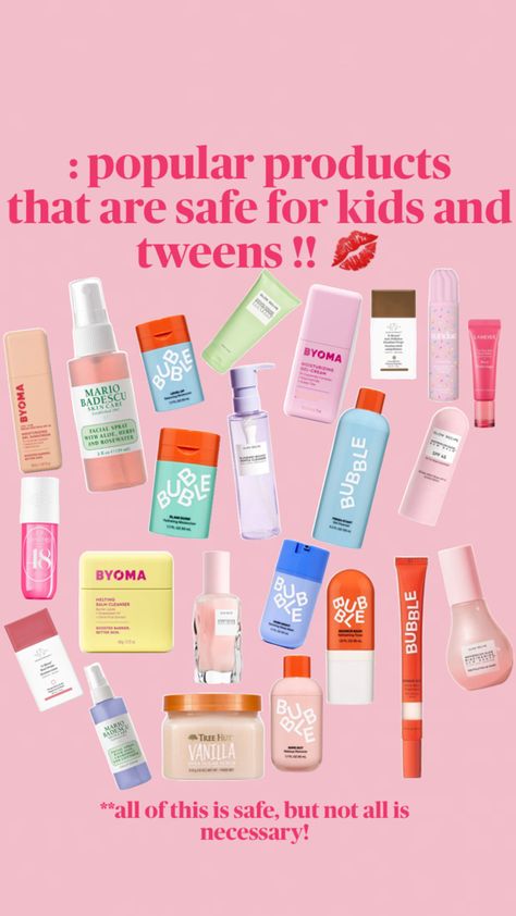 Correct me if I’m wrong, but I’m 99.9% sure these are all safe !! ☀️ :: #preppy #skincare #pink #kids #tweens #fyp #viral #popularproducts Skincare For Kids, Kids Skin Care, Preppy Skincare, Preppy Kids, Makeup Order, Sephora Skin Care, Cute Gifts For Friends, Safe Skincare, Shower Skin Care