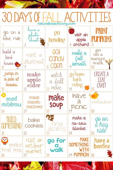 30 Days of Fall Activities for the Whole Family, Fall Activities for Kids, Fall Activities for Adults, Fall Bucket List, Free Printable, Fall ideas, Autumn Fall Bucket List Printable, Fall Activities For Kids, Free Family Printables, Fun Fall Activities, Autumn Activities For Kids, Fall Bucket List, Activities For Adults, Fall Activities, Happy Fall Y'all