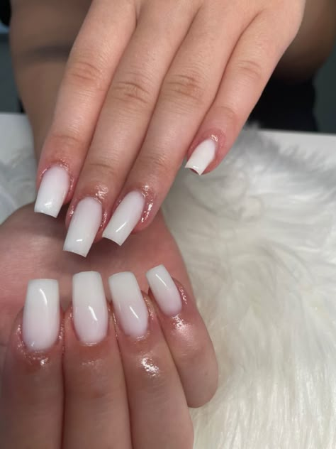 Off White Cream Nails, Summer Milky White Nails, Dip Nails Milky White, Milky White Short Nails Acrylic, Nutty White Nails, Milky White Biab Nails, Short Square Acrylic Nails Milky White, How To Make Milky White Gel Polish, Milky White Chrome Nails Square