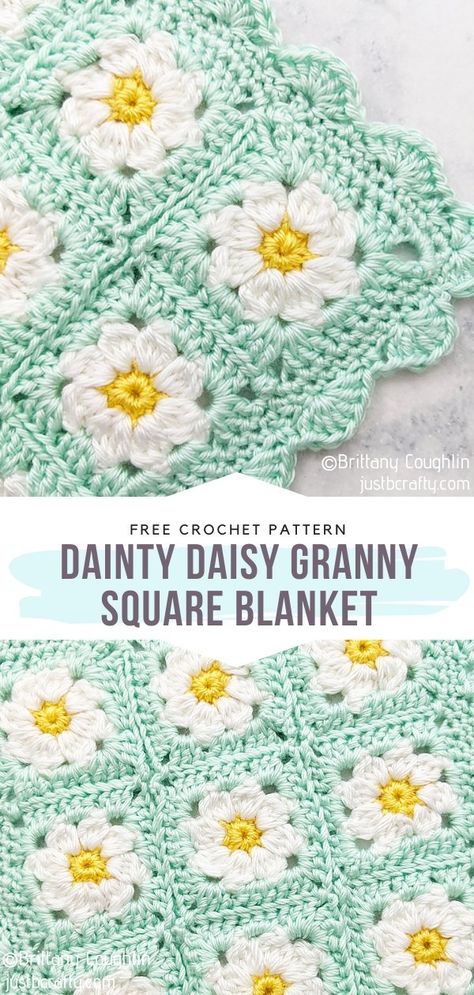 Gorgeous Flower Baby Blankets Free Crochet Patterns Daisy Granny Square Blanket, Daisy Granny Square, Granny Square Häkelanleitung, Granny Square Crochet Patterns Free, Crochet Blanket Designs, Baby Afghan Crochet, Crochet Daisy, Haken Baby, Crochet Afghans