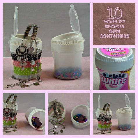 SUPER CLEVER! Crazylou Creations: 10 Ways to Recycle Gum Containers Ice Cubes Gum, Plastic Container Crafts, Reuse Containers, Diy Recycled Projects, Recycling Information, Recycling Containers, Ways To Recycle, Recycled Projects, Repurposed Items