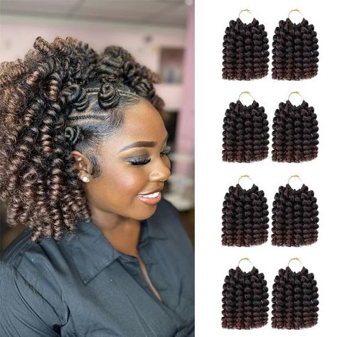 PRICES MAY VARY. Material: Wand Curl Crochet Hair Is High Quality Synthetic Fiber Hair, Soft And Bouncy, Safe For Your Head Skin. Package: 8 Inch, 10 Strands In Each Pack, 8 Packs/Lot, Usually 6-8 Packs Make A Full Hairstyle, You Can Get 8 Packs+1 Crochet Hook. Advantages: Wand Curl Crochet Hair Is Smooth, Soft And Bouncy, Skin-Friendly, Durable & Natural Texture, Light -Comfortable To Wear, Easy To Wash And Care, Long Lasting, Natural Looking. Easy Hair Styling: Naturally Soft, Odorless, Easy T Crochet Hair Curly, Wand Curl Crochet Hair, Jamaican Bounce Crochet, Curly Crochet Hair, Jamaican Bounce, Curly Crochet Braids, Crochet Braids Hair, Curly Crochet Hair Styles, Braiding Styles