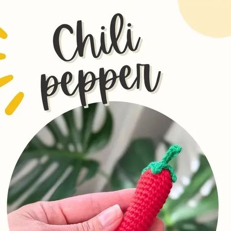 Crochet Jalapeno, Mini Pickle Crochet Pattern, Crochet Bell Pepper, Crochet Chili Pepper, Raspberry Amigurumi, Chili Pepper, Amigurumi Free Pattern, Summer Crochet, Amigurumi Pattern