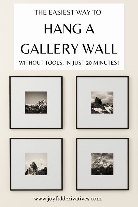 How to Hang a Gallery Wall (without tools!) - Joyful Derivatives Hanging Pictures On The Wall, Gallary Wall, Galley Wall, Gallery Wall Hanging, Darlington House, Frame Wall Collage, Accent Wall Ideas, Picture Gallery Wall, Perfect Gallery Wall