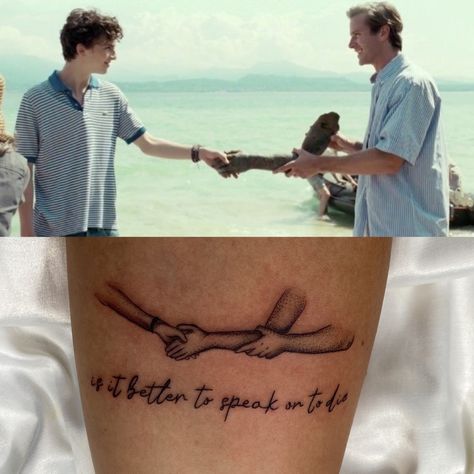 Speak Now Inspired Tattoos, The Night We Met Tattoo Ideas, Beautiful Boy Tattoo Movie, Timothee Chalamet Tattoo Ideas, Call Me By Your Name Nails, Film Inspired Tattoos, Turtles All The Way Down Tattoo, Tattoo Movie Inspired, Cmbyn Tattoo Ideas